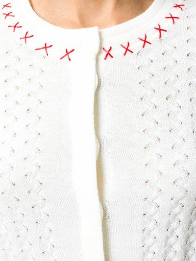 Shop Carven Criss Cross Stitches Cardigan - Neutrals In Nude & Neutrals