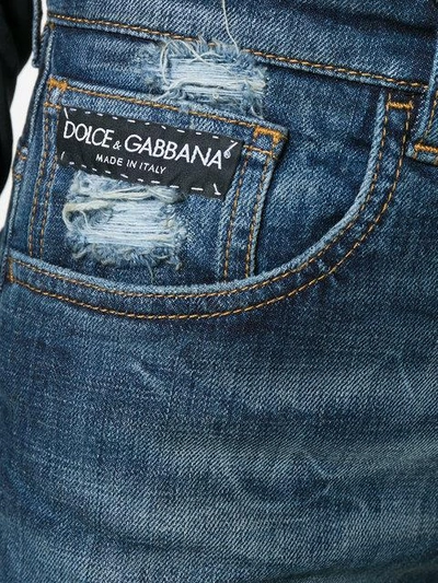 Shop Dolce & Gabbana Cropped-schlagjeans Mit Pailletten-logo In Blue