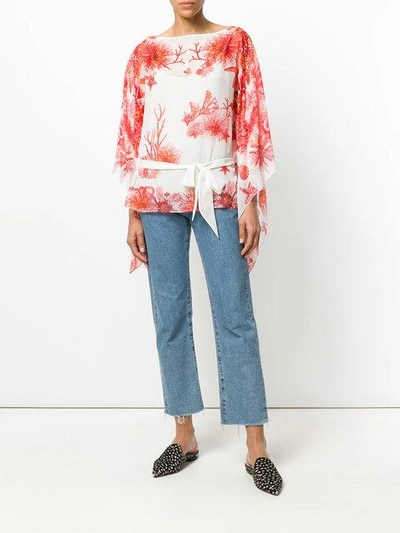 Shop Roberto Cavalli Coral Reef Blouse In White