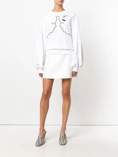Shop Vivetta Silhouette Embroidered Sweatshirt In White