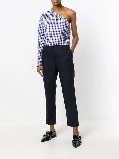 Shop Margaret Howell Cropped Tailored Trousers In Blue