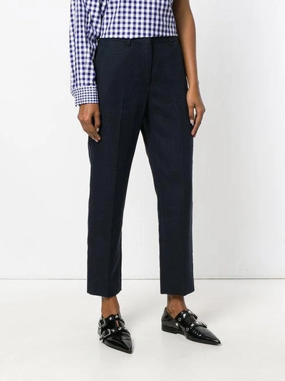 Shop Margaret Howell Cropped Tailored Trousers In Blue