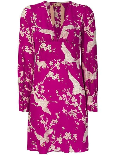 Shop N°21 Nº21 Crane Print Dress - Pink
