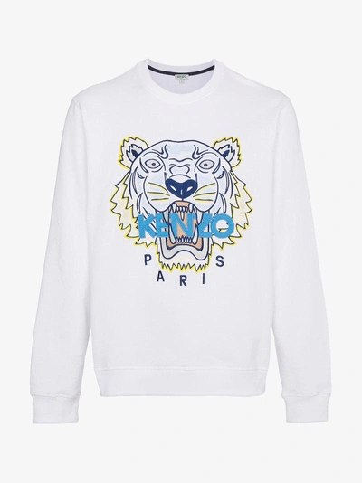 Shop Kenzo Tiger And Logo Sweater In White