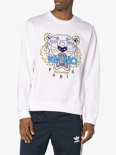 Shop Kenzo Tiger And Logo Sweater In White