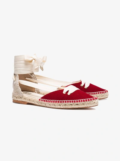 Shop Castaã±er Castañer X Manolo Blahnik Red Espadrilles