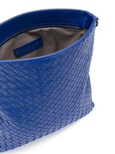 Shop Bottega Veneta Cobalt Blue Intrecciato Small Messenger Bag