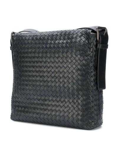 Shop Bottega Veneta Nero Intrecciato Calf Messenger Bag In 1000 -nero/nero