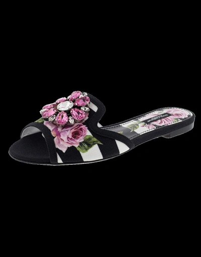 Shop Dolce & Gabbana Striped Embellished Slide In Rose