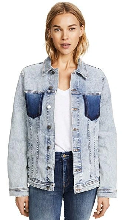 Shop L Agence Karina Oversized Jean Jacket In Classic Sky