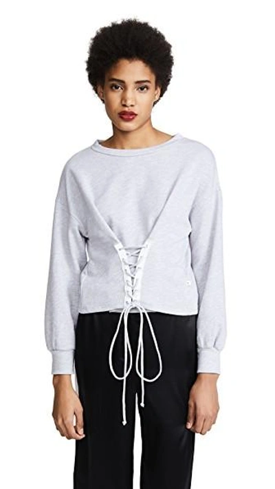 Shop Nytt Riley Corset Sweatshirt In Heather Grey