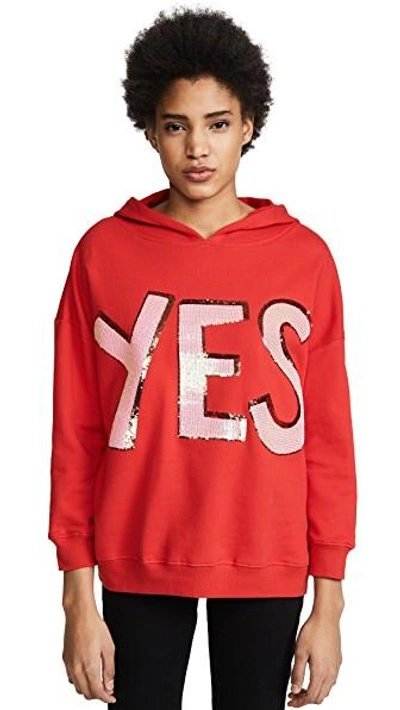Alice And Olivia Alice + Olivia Vernie Embellished Hooded Sweatshirt In  Apple/pink | ModeSens