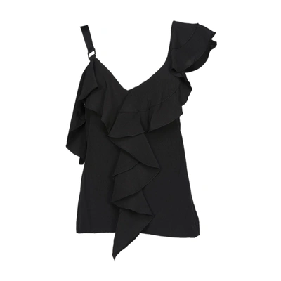 Shop Proenza Schouler Ruffle One-shoulder Top In Black