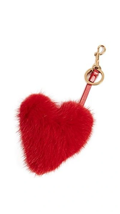 Shop Anya Hindmarch Tassel Heart Keychain In Bright Red