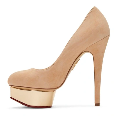 Shop Charlotte Olympia Ssense Exclusive Pink Suede Dolly Platform Heels In 1430 Bl/ros
