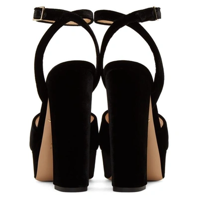 Shop Charlotte Olympia Black Velvet Diana Platform Sandals In 001 Black