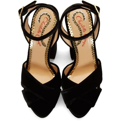 Shop Charlotte Olympia Black Velvet Diana Platform Sandals In 001 Black