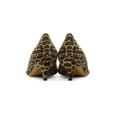 Shop Charlotte Olympia Taupe Velvet Leopard Kitten Heels
