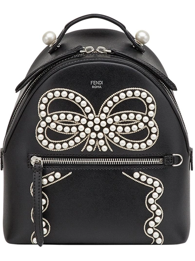 Shop Fendi Bow Detail Mini Backpack In Black