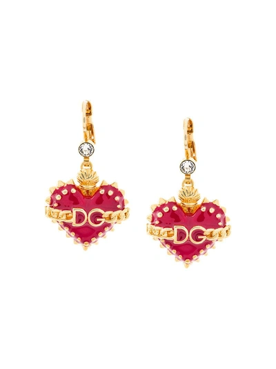 Shop Dolce & Gabbana Sacred Heart Earrings In Metallic
