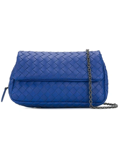 Shop Bottega Veneta Cobalt Intrecciato Nappa Mini Messenger Bag - Blue