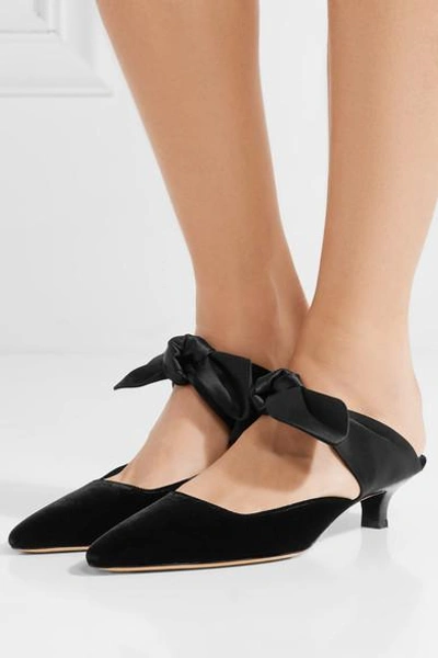 Shop The Row Coco Velvet And Satin Mules In Black