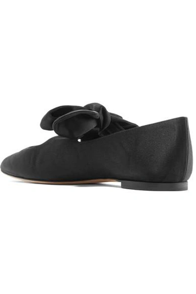 Shop The Row Elodie Bow-embellished Satin Ballet Flats In Black