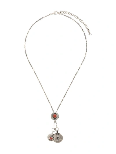 Shop Saint Laurent Monogram Pendant Necklace