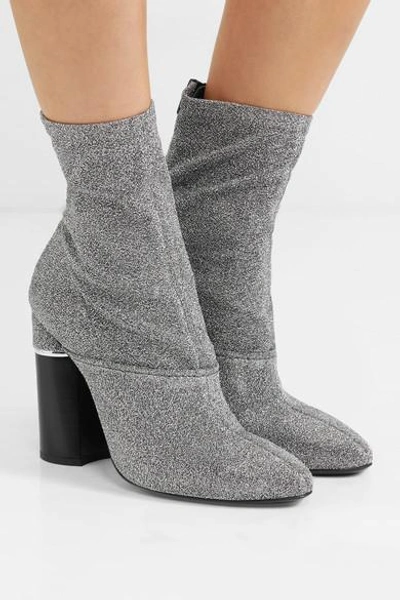 Shop 3.1 Phillip Lim / フィリップ リム Kyoto Metallic Stretch-knit Sock Boots In Silver