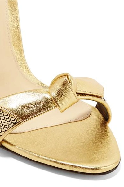 Shop Alexandre Birman Clarita Bow-embellished Metallic Sequined Leather Sandals
