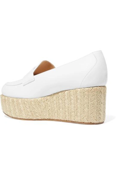 Shop Gabriela Hearst Brucco Leather And Jute Platform Loafers In Ivory