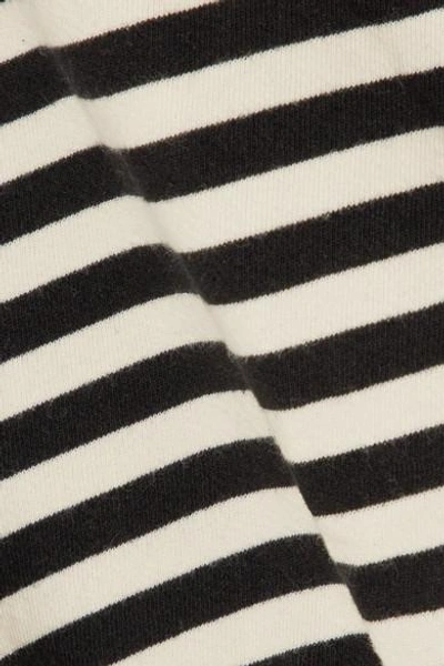 Shop Splendid West Village Embellished Distressed Striped Cotton-blend Jersey Sweatshirt In Black