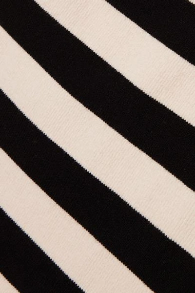 Shop Khaite Tersea Striped Ribbed Stretch-wool Bodysuit