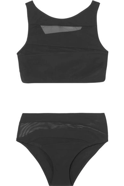 Shop Emma Pake Oriana + Gabriella Mesh-paneled Bikini In Black