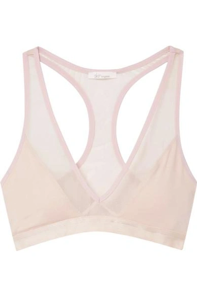 Shop Skin Stretch Organic Pima Cotton-jersey And Tulle Soft-cup Bra In Pastel Pink