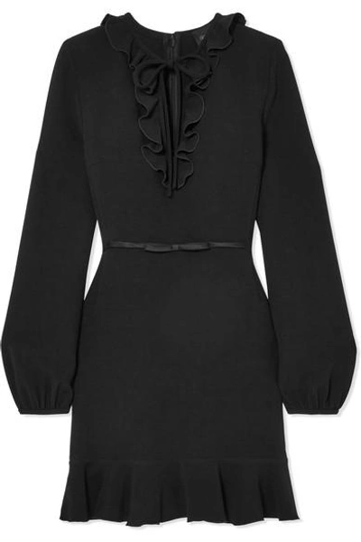 Shop Giambattista Valli Ruffled Crepe Mini Dress In Black