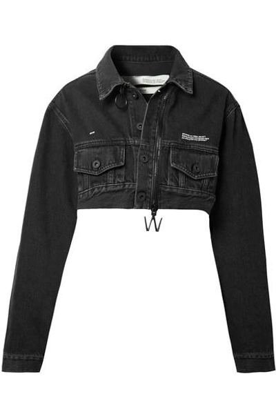 Off-white Off White Cropped Denim Jacket Tulle In Black