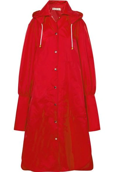 Shop Marni Oversized Hooded Shell Raincoat In Red
