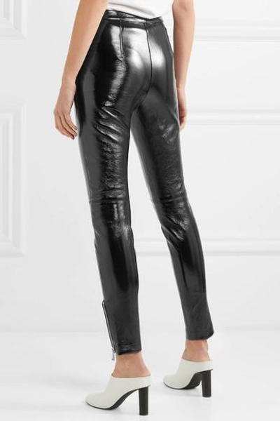 Shop 3.1 Phillip Lim Patent Textured-leather Skinny Pants In Black