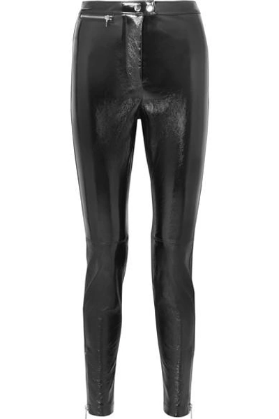 Shop 3.1 Phillip Lim Patent Textured-leather Skinny Pants In Black