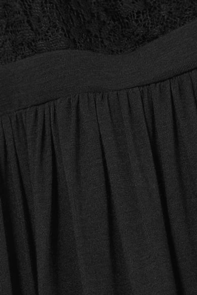 Shop Eberjey Ariza Lace-trimmed Stretch-modal Jersey Nightdress In Black