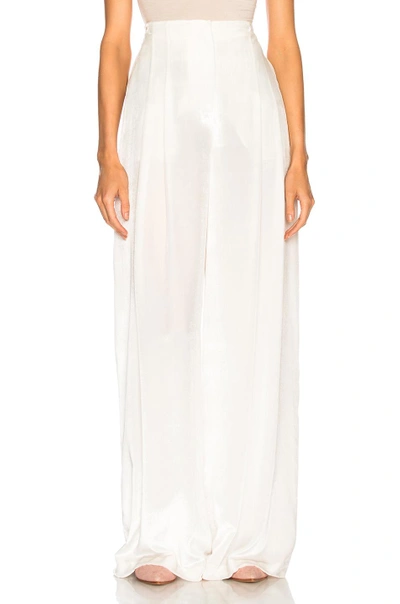 Shop Alberta Ferretti Velvet Wide Leg Pants In White