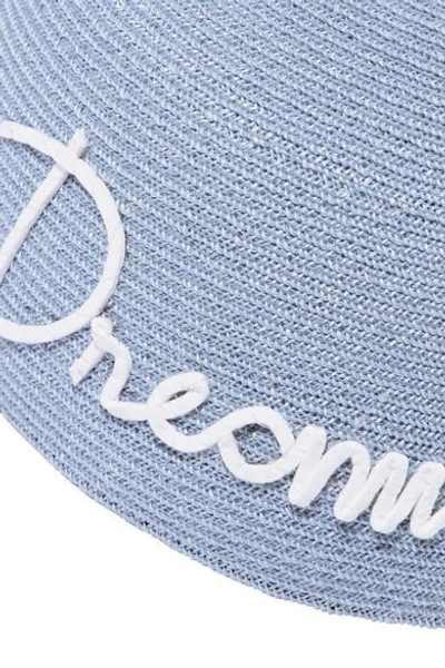 Shop Eugenia Kim Bo Dream On Embroidered Hemp Cap In Blue