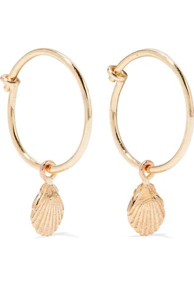 Shop Sarah & Sebastian Shell 9-karat Gold Hoop Earrings