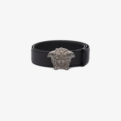Shop Versace Medusa Metal Buckle Belt In Black