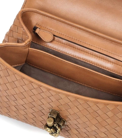 Shop Bottega Veneta Olimpia Knot Leather Shoulder Bag In Brown
