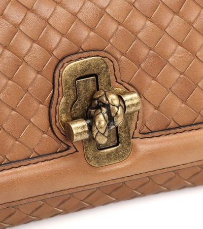 Shop Bottega Veneta Olimpia Knot Leather Shoulder Bag In Brown