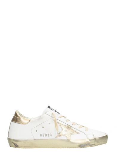 Shop Golden Goose Superstar Sneakers White And Gold Leather