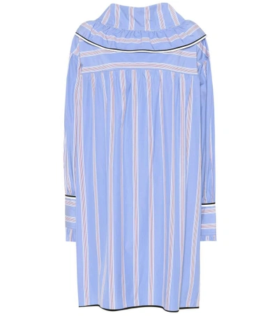 Shop Marni Striped Cotton Dress In Blue