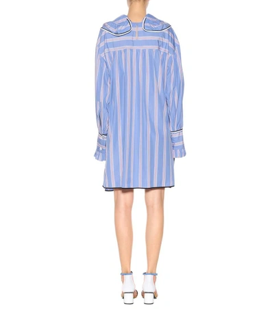 Shop Marni Striped Cotton Dress In Blue